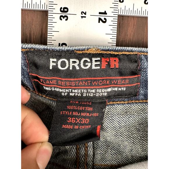 Forge FR Fire Resistant Work Denim Pants Cross Hatch Bootcut Relaxed Fit 36x30 - Picture 8 of 10